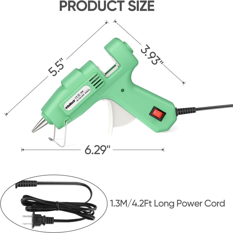 ROMECH 20W Mini Hot Glue Gun with 30 Glue Sticks Set, Fast Preheating 20W Hot Glue Gun Kit Heavy Duty Gluegun for Craft, DIY, Repairs (Green) - Image 4